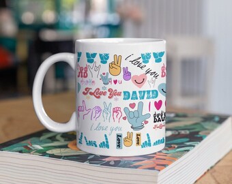 Personalized ASL Coffee Mug, Sign Language Teacher Gift