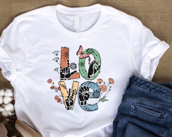 ASL Love Sign Language Shirt, Vintage Wildflower Floral Tee