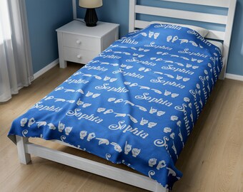 ASL Name Decke, Plüsch asl Name Decke, personalisierte werfen amerikanische Gebärdensprache Geschenk, Gebärdensprache Geschenk, Asl Custom ASL Handzeichen