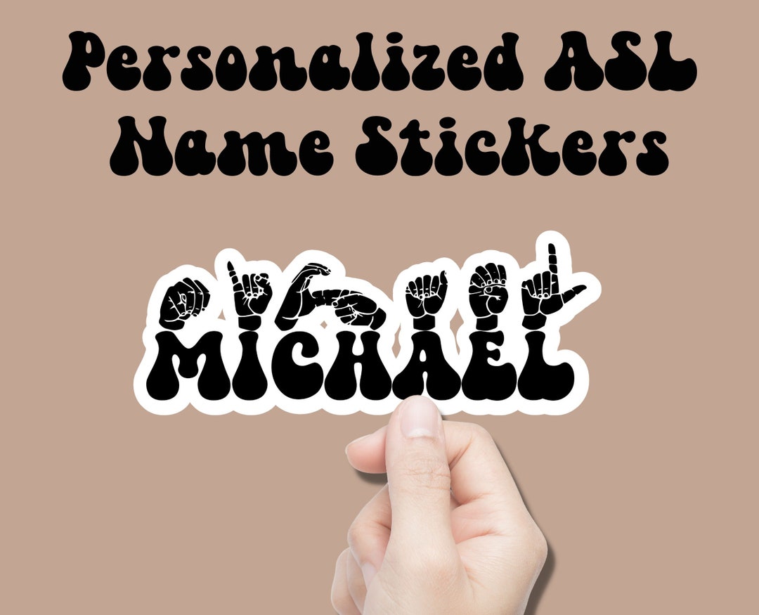 Personalized ASL Name Sticker, Minimalist Sign Language Decal - Etsy