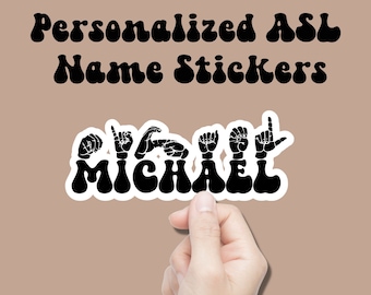 Personalized ASL Name Sticker, Minimalist Sign Language Decal
