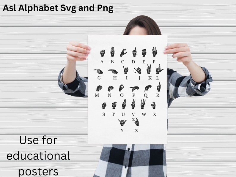 Asl Alphabet SVG, Asl Alphabet Poster for ASL Teacher Classroom, Asl