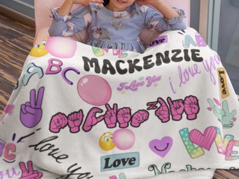 Asl Blanket Plush Asl Name Blanket Personalized Daycare Etsy