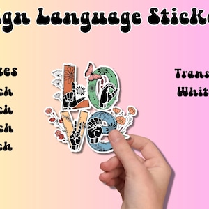 Asl Stickers with Love Sign, Floral Love Asl Stickers, Asl Laptop Sticker, Water Bottle Decal, Asl Gift, Sign Language Interpreter Gift