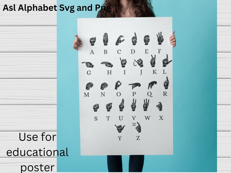 Asl Alphabet SVG, Asl Alphabet Poster for ASL Teacher Classroom, Asl