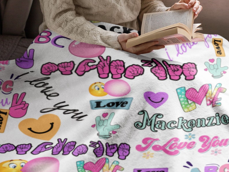 Asl Blanket Plush Asl Name Blanket Personalized Daycare Etsy