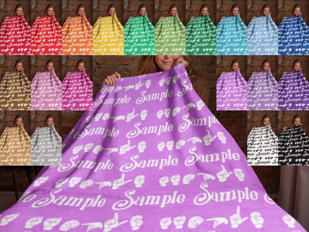 Repeating Name Blanket With Asl Font, Personalized Daycare Blanket