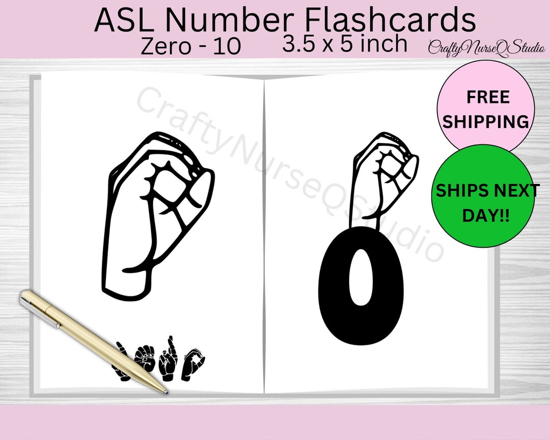 Asl Numbers Flashcards Laminated Asl Learning Tool Asl Etsy