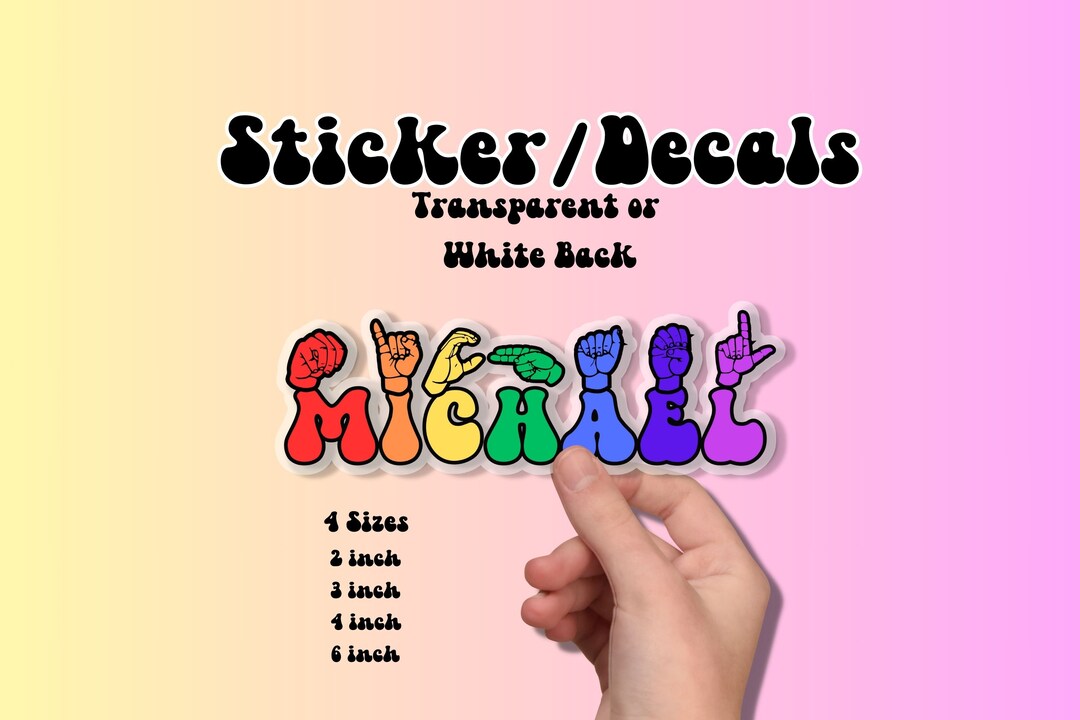 Asl Name Stickers With Primary Colors, Custom Sign Language Teacher ...