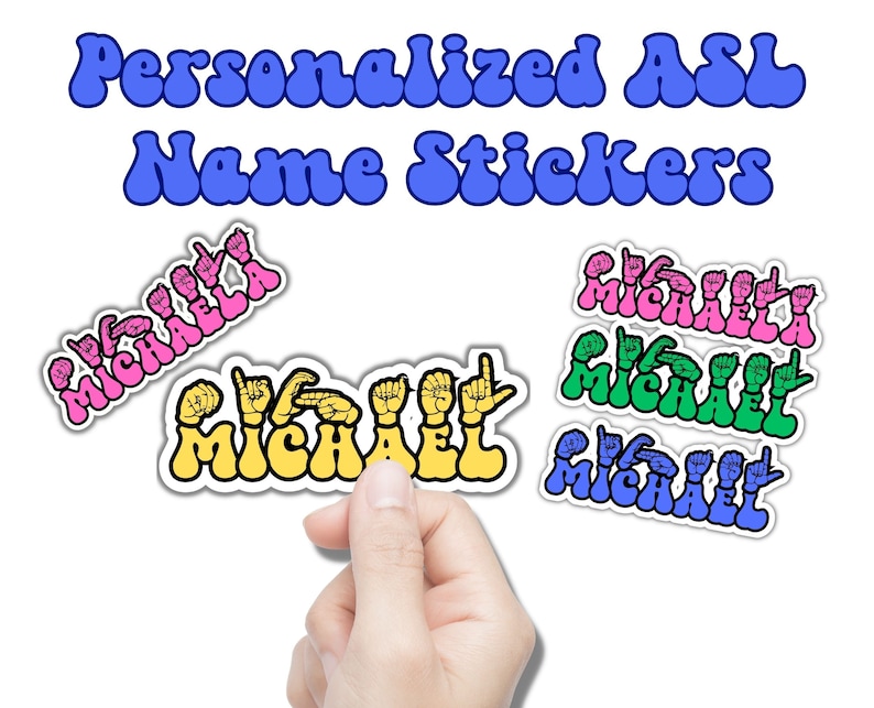 Asl Name Stickers, Custom Sign Language Handspelled Decal, Personalized ...