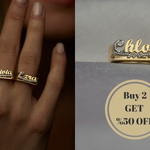 Customized Ring, Personalized Ring, Handmade Jewelry, Christmas Gifts, Custom Ring, 14k Gold Plated Ring, Name Ring, Personalized Name Ring image 3
