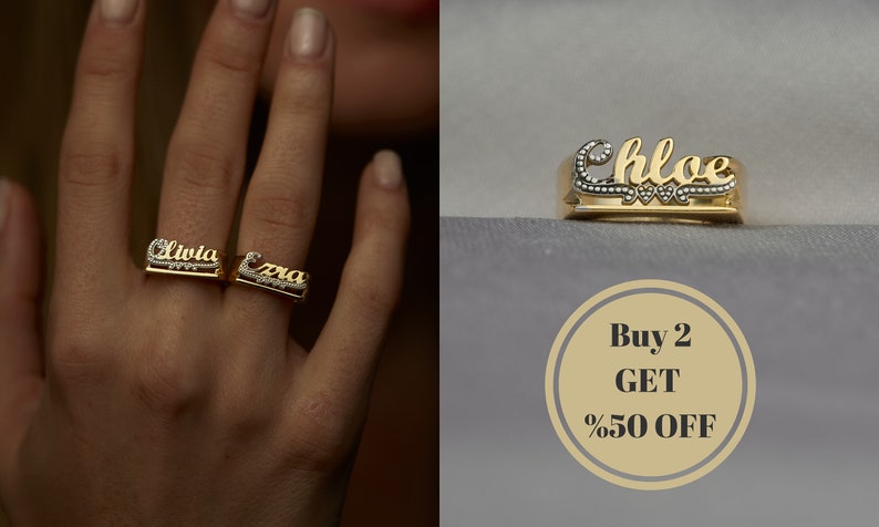 Customized Ring, Personalized Ring, Handmade Jewelry, Christmas Gifts, Custom Ring, 14k Gold Plated Ring, Name Ring, Personalized Name Ring image 3