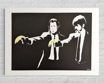 BANKSY Pulp Fiction firmado - certificado - Banksy Grafitti Art, Banksy Wall Art, Banksy Litografía, Banksy Gift, Banksy Stencil Art