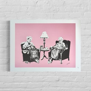 Numbered Edition Banksy Grannies Signed - Certificate - Wall Art, Graffiti Art, Lithograph, Stencil Art after