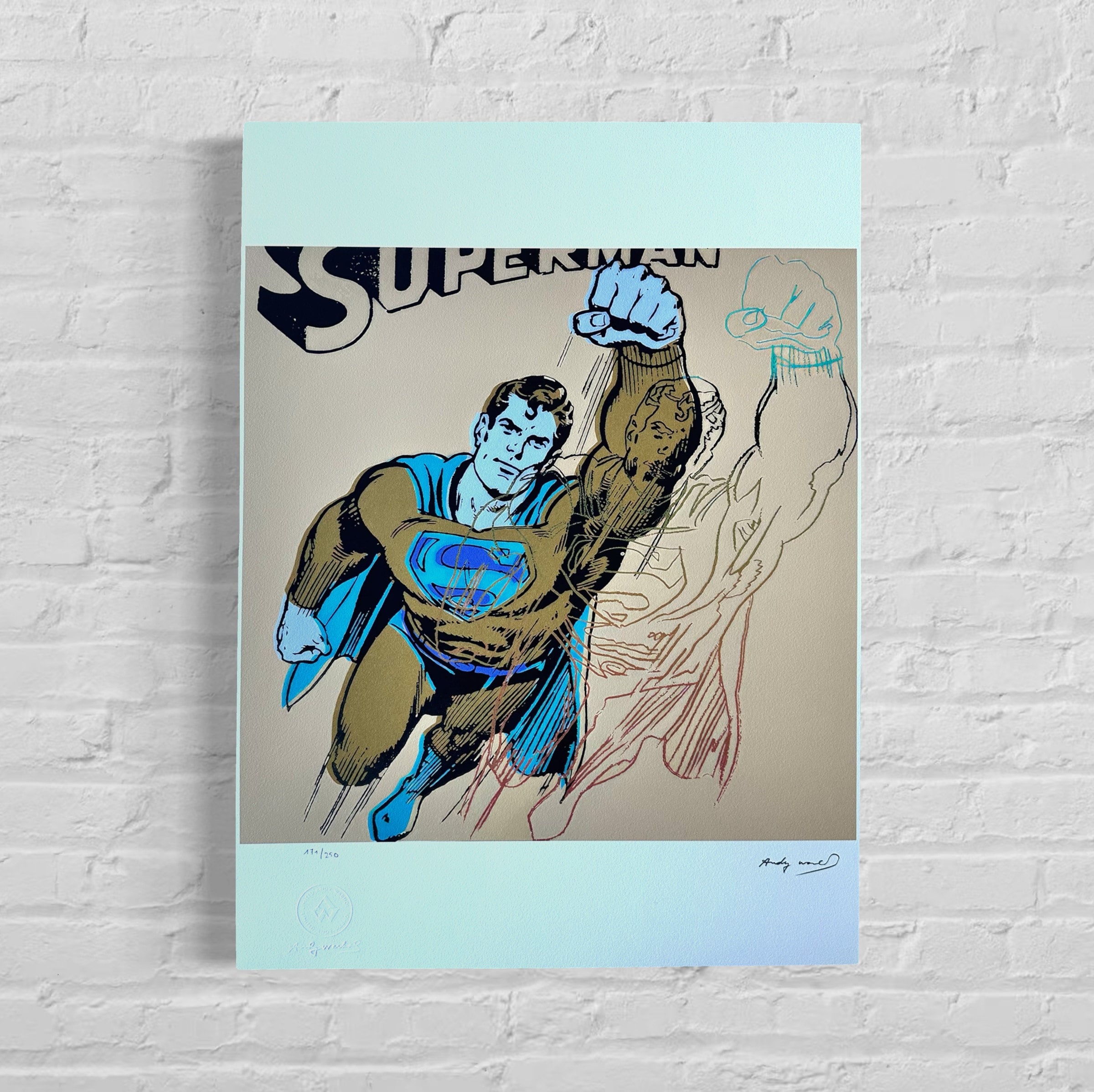 Numbered Edition ANDY WARHOL Superm. myths Signed - Certificate - Leo Castelli - Pop art -- lithograph after