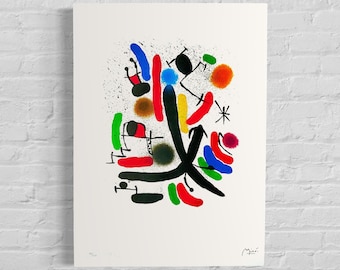 Edición numerada de Joan Miró, Abstracto, bellos colores vibrantes - Firmado - Certificado - limitado Barcelona España - después