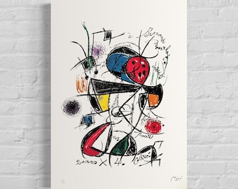 Edición numerada de Joan Miró, Abstracto, bellos colores vibrantes - Firmado - Certificado - limitado Barcelona España - después