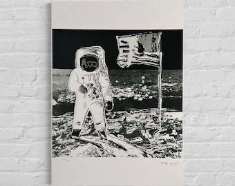 Numbered Edition ANDY WARHOL Moonwalk Signed - Certificate - Leo Castelli - Pop art -- lithograph after