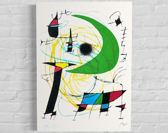 Numbered edition Joan Miró, Abstract beautiful vibrant colors - Signed - Certificate - limited Barcelona Espana - after