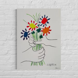 Nummerierte Auflage Pablo Picasso, Die Blumen des Friedens, 1958 - Signiert - Prägestempel - Stempel Museu Picasso - Lithografie nach