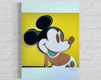 Numbered edition ANDY WARHOL Mickey mouse yellow Signed - Certificate - Leo Castelli - Pop art -- lithograph