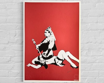 Numbered edition BANKSY Queen Vic Signed - certificate - Wall Art, Grafitti Art, Lithograph, Stencil Art