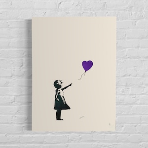 Numbered Edition BANKSY Girl With the Balloon Purple Signed - Certificate - Wall Art, Graffiti Art, Lithograph, Stencil Art after