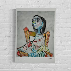 Genummerde editie Pablo Picasso,"Portrait of a woman 1938 - - Certificaat - stempel Museu Picasso - - lithograph