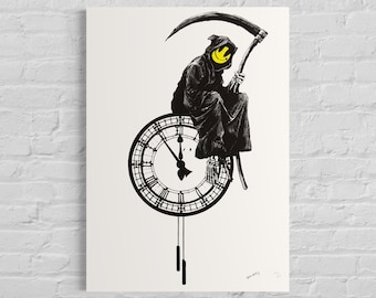 BANKSY  Grin Reaper Gesigneerd - certificaat - Banksy Grafitti Art, Banksy Wall Art, Banksy Lithograph, Banksy Gift, Banksy Stencil Art