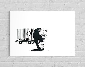 Numbered edition BANKSY Barcode Signed - Embossed - Wall Art, Graffiti Art, Lithograph, Stencil Art after