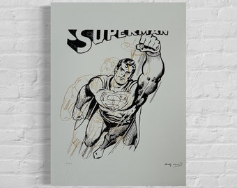 Numbered Edition ANDY WARHOL Superm. myths Signed - Certificate - Leo Castelli - Pop art -- lithograph after