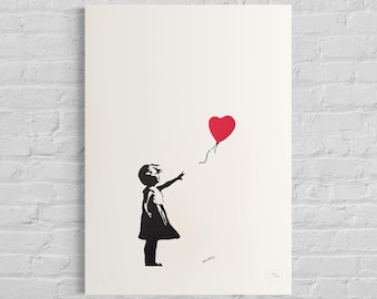 Genummerde editie BANKSY Girl With the Balloon Gesigneerd - certificaat - Wall Art, Grafitti Art, Lithograph, Stencil Art after