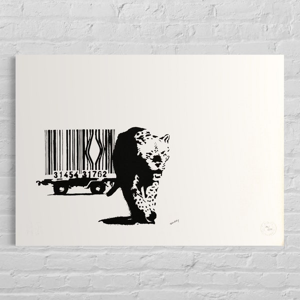 Nummerierte Auflage, BANKSY-Barcode, signiert – Zertifikat – Wandkunst, Grafitti-Kunst, Lithographie, Schablonenkunst