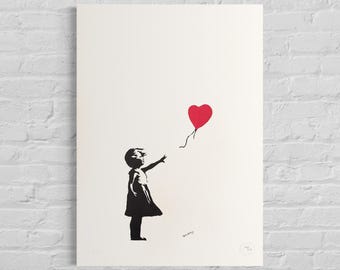 Edizione numerata BANKSY Ragazza con il palloncino firmata - Certificato - Arte murale, Graffiti Art, Litografia, Stencil Art dopo
