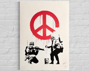 Numbered edition BANKSY Cnd Soldiers Signed - certificate - Banksy Graffiti Art, Lithograph, Banksy Gift, Banksy Stencil Art after