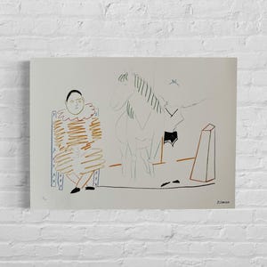 Numbered edition Pablo Picasso," clown and horse 1954 - Embossing stamp - Museu Picasso stamp - - lithograph after
