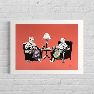 Numbered Edition Banksy Grannies Signed - Certificate - Wall Art, Graffiti Art, Lithograph, Stencil Art after
