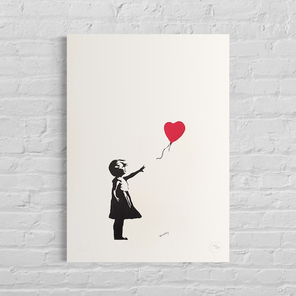 Numbered edition BANKSY Girl With the Balloon Signed - certificate - Wall Art, Grafitti Art, Lithograph, Stencil Art