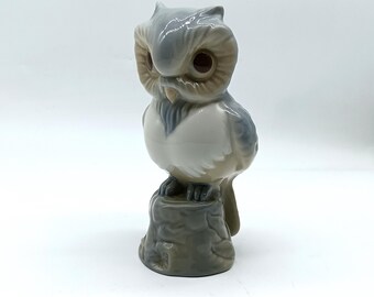 Vintage Wise Eulenfigur von Porcelanos Miquel Requena S A Cuart de Poblet, Valentino, Made in Spain. MCM Keramik Eule Statue c 1980.