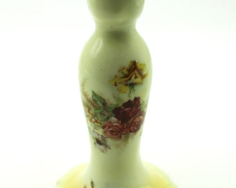 Victorian Style Floral Chintz Gilded Floral Porcelain Candlestick Vintage Edwardian Candle stick  Delicate Roses and Gilded Decoration.