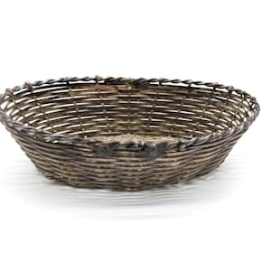 Mid Century Metal Ware Small Woven Silver Coloured  Metal Aluminium? Basket. Handles missing. Vintage 1950s MCM Decor Metal Work Basket
