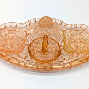 open lace back dress Vintage Pink Glass Dressing Table Set  Oddeyes Vintage