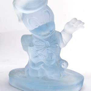 Blue Frosted Glass Donald Duck Disney Figurine made in Italy c. 1960s Kitsch Disney Satin/Frosted Glass Collectable Figure.