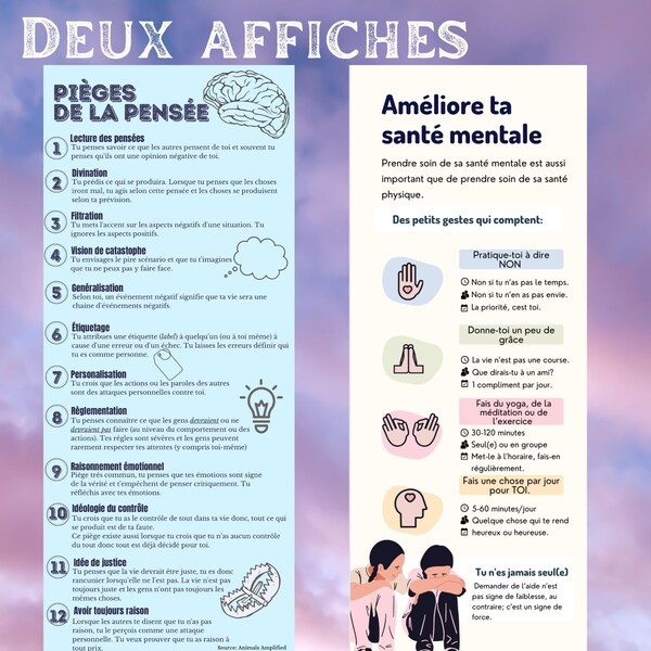 BUNDLE : 2 French mental health posters - 2 Affiches santé mentale