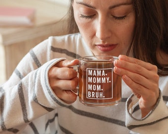 Mama, Mommy, Mom 13oz Crystal Clear Mug | Mothers Day glass Mugs | Gift for Her | Gift for Mom | Handmade Gifts
