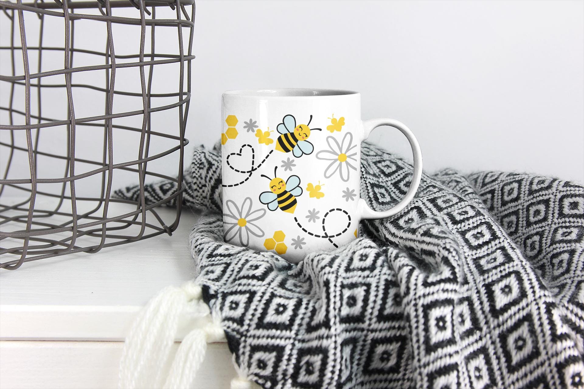 Sweet Bees Coffee Mug: Handmade Bee Themed Gift (11oz and 15oz)