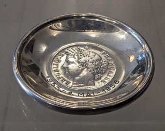 Silver Dish with Five Franc Coin 950