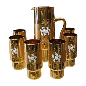 Gilded Czech Moser Glass Lemonade Set of 6