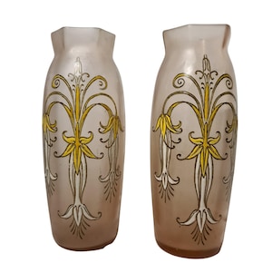 Pair of Antique Art Nouveau Glass Vases