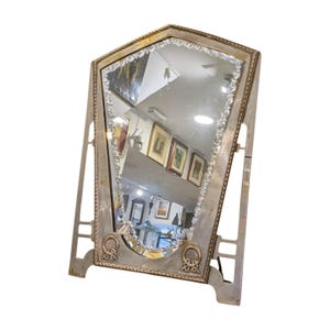 French Art Nouveau Silver Plated Table Mirror